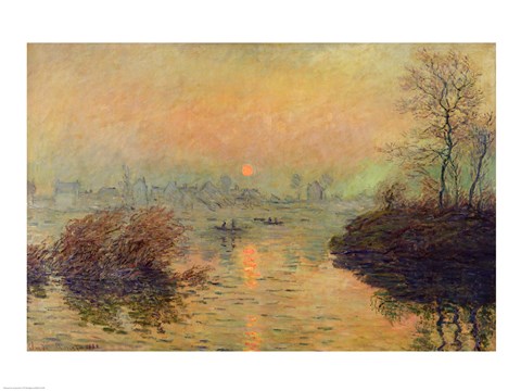 Framed Sun Setting over the Seine at Lavacourt. Winter Effect, 1880 Print