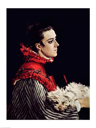 Framed Camille Monet (1847-79) in a Red Cape, 1866 Print