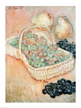 Framed Basket of Grapes, 1884 Print