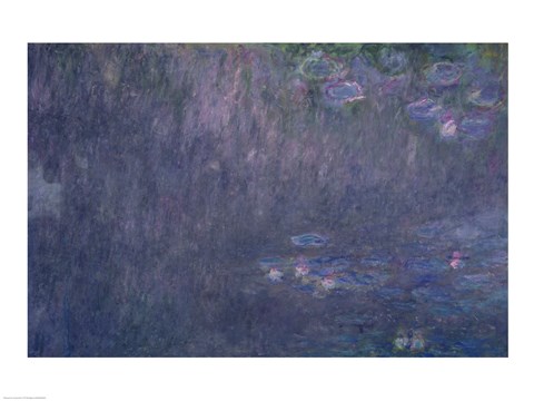 Framed Waterlilies: Reflections of Trees, detail from the left hand side, 1915-26 Print