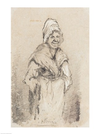 Framed Old Woman from Normandy full face Print