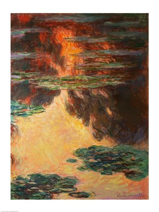Framed Waterlilies, detail, 1907 Print