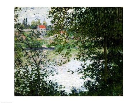 Framed Ile de La Grande Jatte Through the Trees, 1878 Print