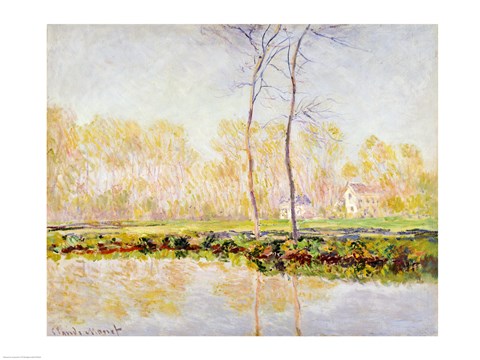 Framed Banks of the River Epte at Giverny, 1887 Print