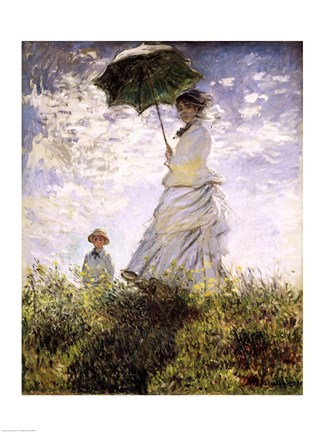 Framed Woman with a Parasol - Madame Monet and Her Son Print