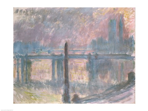 Framed Cleopatra&#39;s Needle and Charing Cross Bridge, 1899 Print