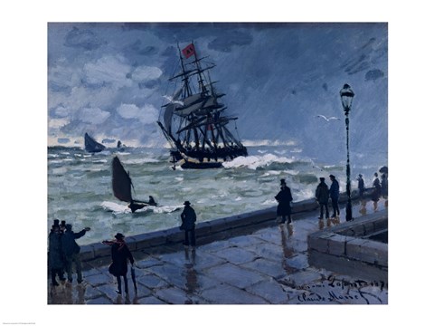 Framed Jetty at Le Havre, Bad Weather, 1870 Print