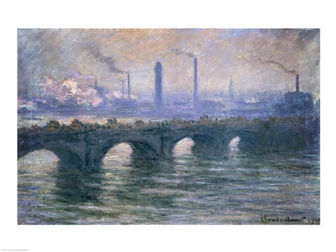 Framed Waterloo Bridge, Cloudy Day, 1900 Print