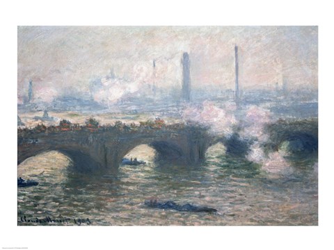 Framed Study of Waterloo Bridge at Dusk, 1903 Print