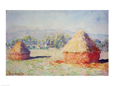 Framed Haystacks in the Sun, Morning Effect, 1891 Print