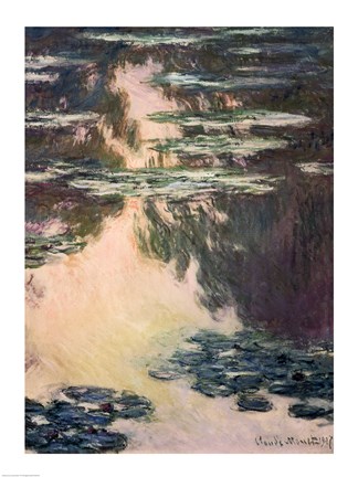 Framed Waterlilies with Weeping Willows, 1907 Print