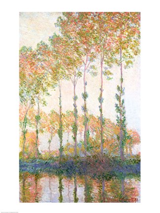 Framed Poplars on the Banks of the Epte, Autumn, 1891 Print