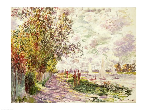 Framed Riverbank at Gennevilliers, c.1875 Print