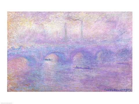 Framed Waterloo Bridge in Fog, 1899-1901 Print