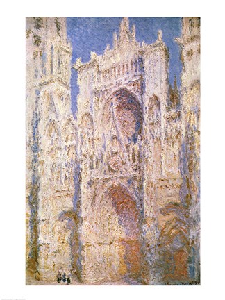 Framed Rouen Cathedral, West Facade, Sunlight, 1894 Print