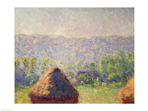 Framed Haystacks or, The End of the Summer, at Giverny, 1891 Print