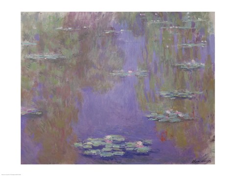 Framed Waterlilies, 1903 (purple) Print