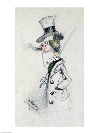 Framed Dandy with a Cigar, 1857 Print