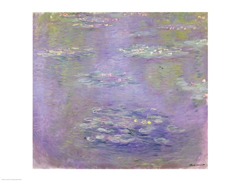 Framed Waterlilies, 1903 (purple) Print