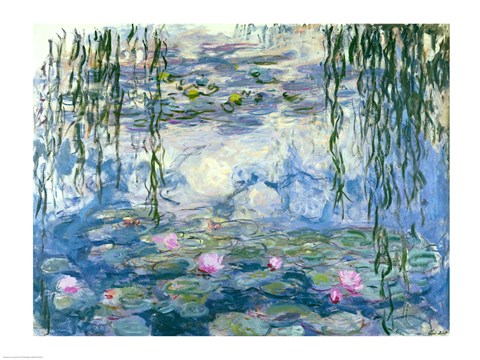 Framed Waterlilies, 1916-19 Print