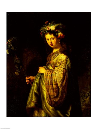 Framed Saskia as Flora, 1634 Print