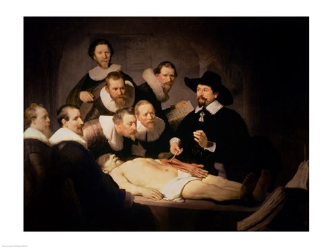 Framed Anatomy Lesson of Dr. Nicolaes Tulp, 1632 Print