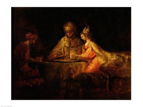 Framed Ahasuerus (Xerxes), Haman and Esther, c.1660 Print