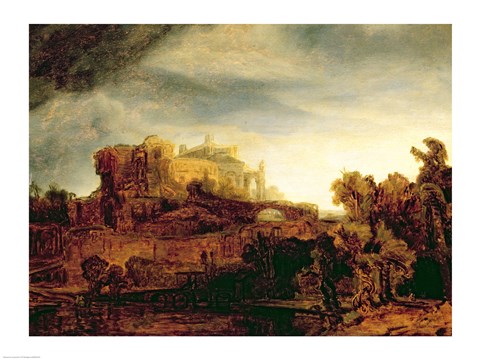 Framed Landscape with a Chateau Print