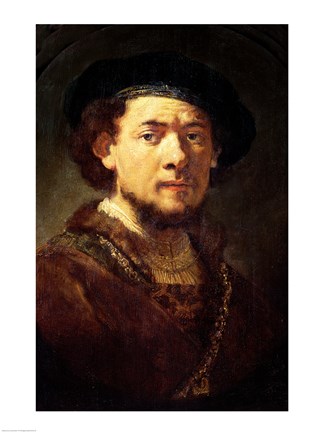 Framed Portrait of a Man with a Gold Chain or, Self Portrait with Beard Print