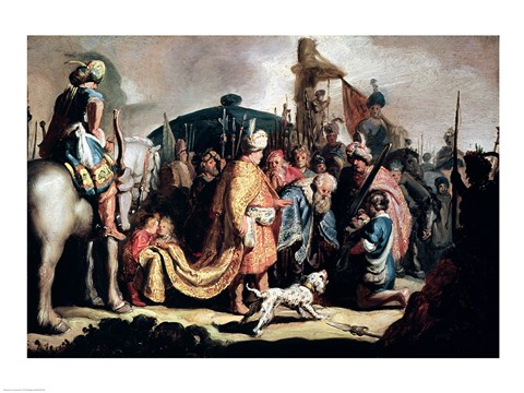 Framed David Offering the Head of Goliath to King Saul Print