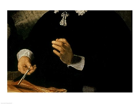 Framed Anatomy Lesson of Dr. Nicolaes Tulp, 1632 (hands detail) Print