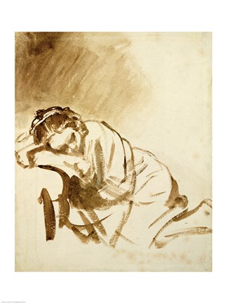 Framed Young Woman Sleeping Print