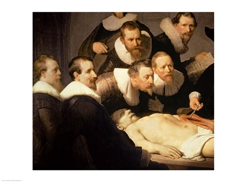 Framed Anatomy Lesson of Dr. Nicolaes Tulp, 1632 (detail) Print