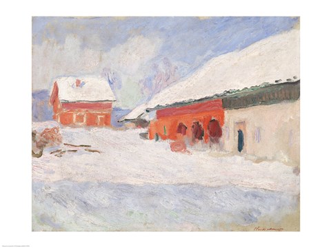 Framed Norway, Red Houses at Bjornegaard, 1895 Print