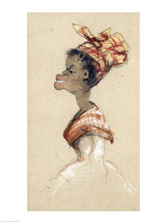 Framed Black Woman Wearing a Headscarf, 1857 Print