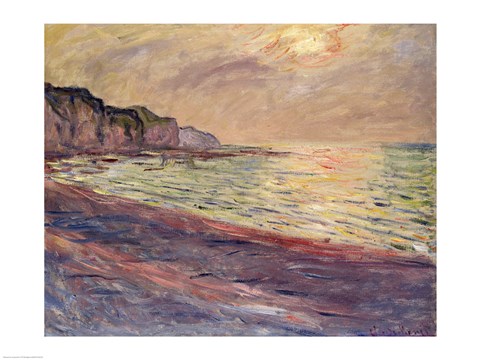 Framed Beach at Pourville, Setting Sun Print