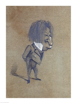 Framed Caricature of Jules Husson &#39;Champfleury&#39; Print