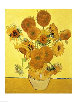 Framed Sunflowers, 1888 yellow Print