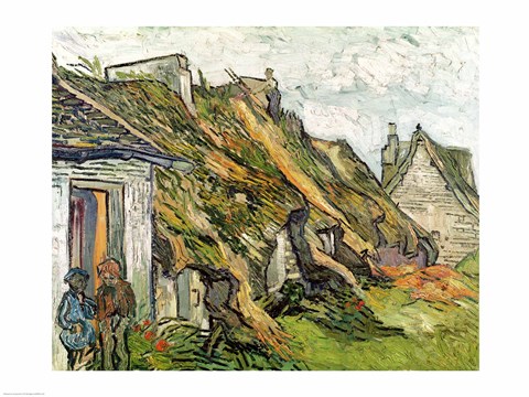 Framed Thatched Cottages in Chaponval Print