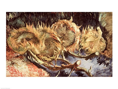 Framed Four Withered Sunflowers, 1887 Print