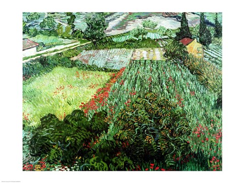 Framed Field with Poppies, 1889 Print