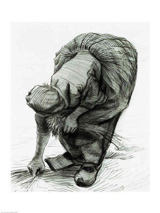 Framed Peasant Woman Gleaning, 1885 Print