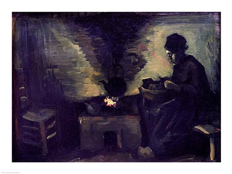 Framed Peasant Woman by the Hearth, c.1885 Print