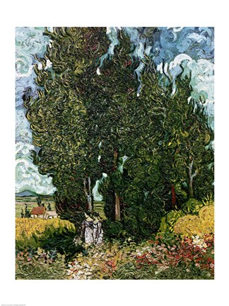 Framed Cypresses Print