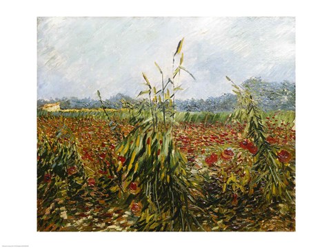 Framed Corn Fields and Poppies, 1888 Print