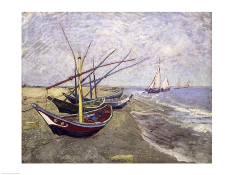 Framed Fishing Boats on the Beach at Saintes-Maries-de-la-Mer Print