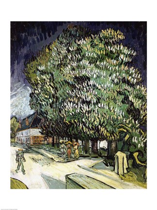 Framed Chestnut trees in Blossom, Auvers-sur-Oise, 1890 Print