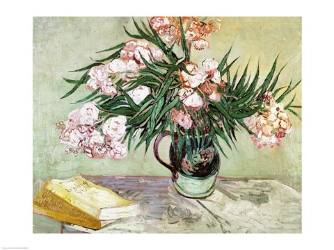 Framed Oleanders and Books, 1888 Print