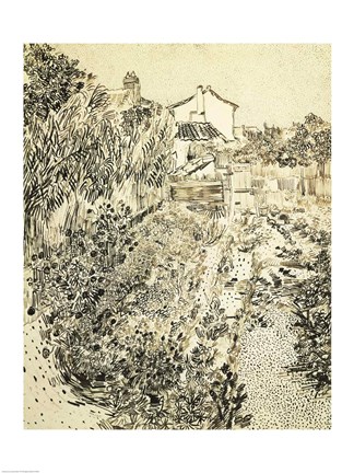 Framed Flower Garden, 1888 Print