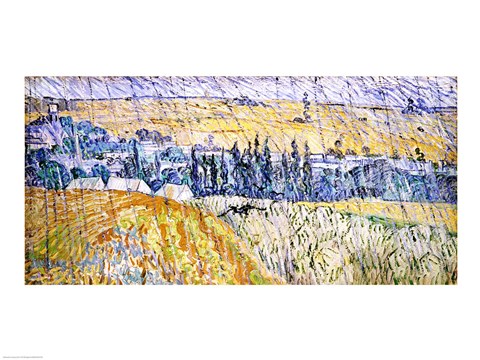 Framed Rain - Auvers, 1890 Print